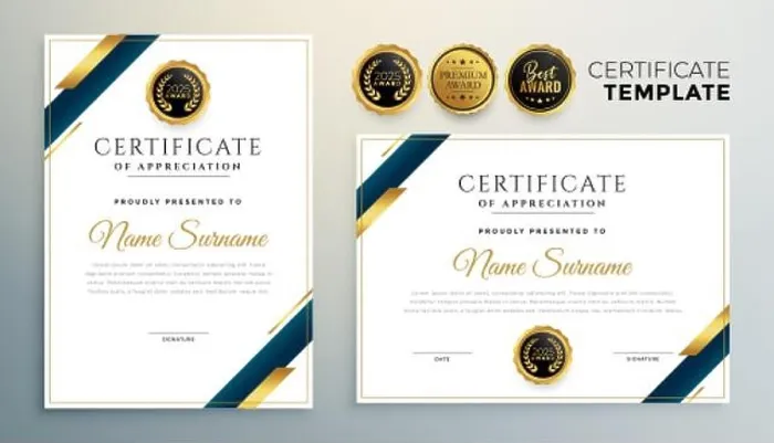 Framed Print : premium certificate template with golden geometric shapes Framed Print : premium certificate template with golden geometric shapes