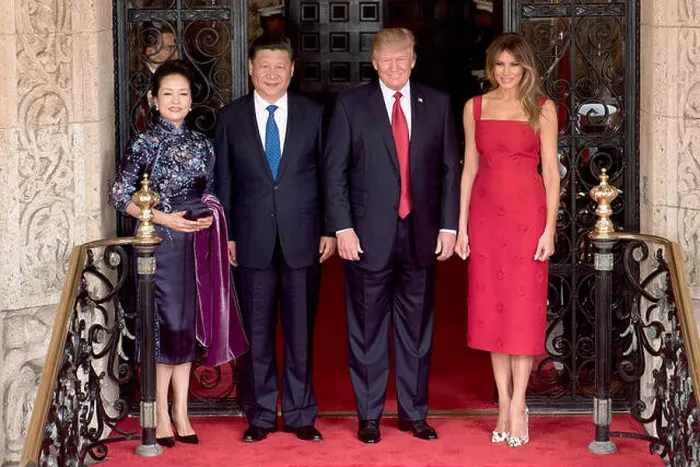 Framed Print : President Donald Trump and First Lady Melania Trump pose for a photo with Chinese President Xi Jingping and his wife Framed Print : President Donald Trump and First Lady Melania Trump pose for a photo with Chinese President Xi Jingping and his wife