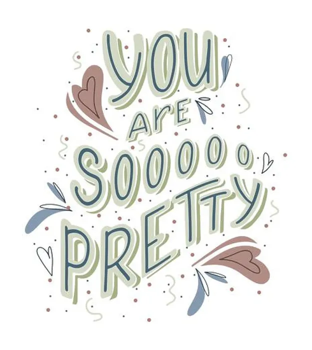 Framed Print : You are so pretty hand drawn lettering with doodle heart and leaves decoration Framed Print : You are so pretty hand drawn lettering with doodle heart and leaves decoration