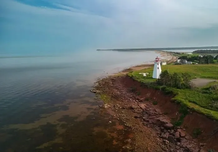 Framed Print : Prince Edward Island, the East Point Lighthouse aerial view Framed Print : Prince Edward Island, the East Point Lighthouse aerial view