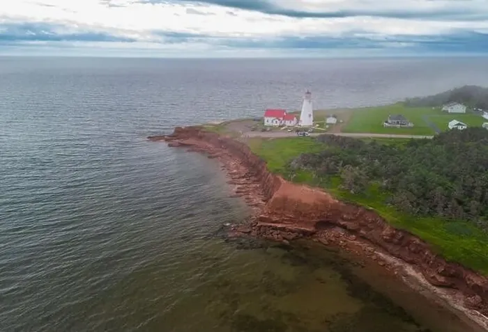Framed Print : Prince Edward Island, the East Point Lighthouse aerial view Framed Print : Prince Edward Island, the East Point Lighthouse aerial view