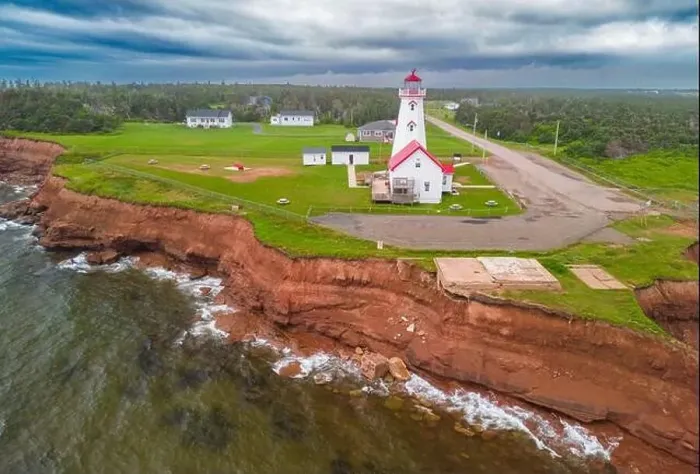 Framed Print : Prince Edward Island, the East Point Lighthouse aerial view