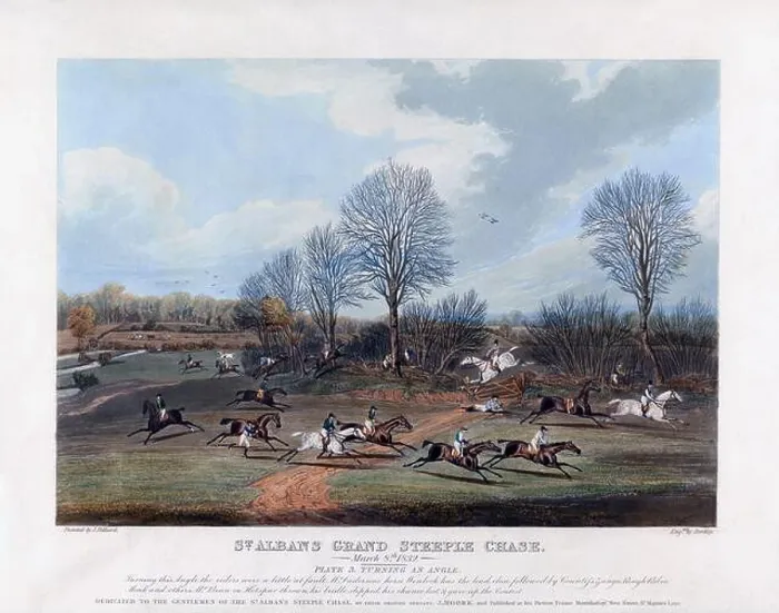 Framed Print : A print aquatint of Steeple Chasing - St Albans Grand Steeple chase plate 3 Framed Print : A print aquatint of Steeple Chasing - St Albans Grand Steeple chase plate 3