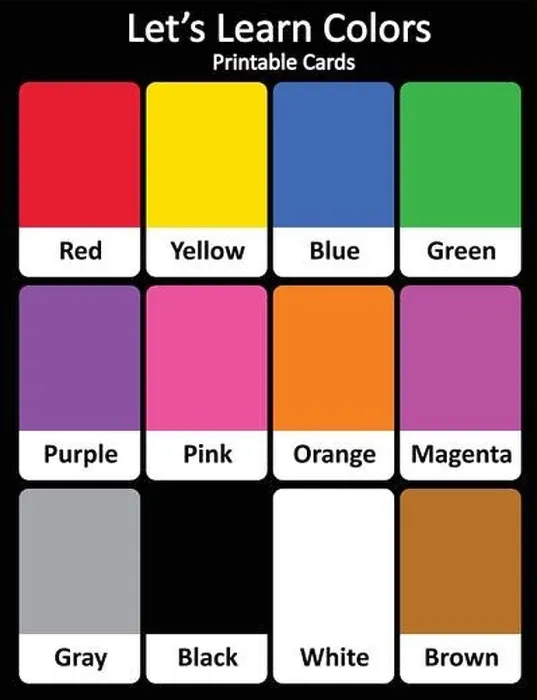 Framed Print : Printable flash card colletion for colors and their names for preschool  /  kindergarten kids | let's learn colors