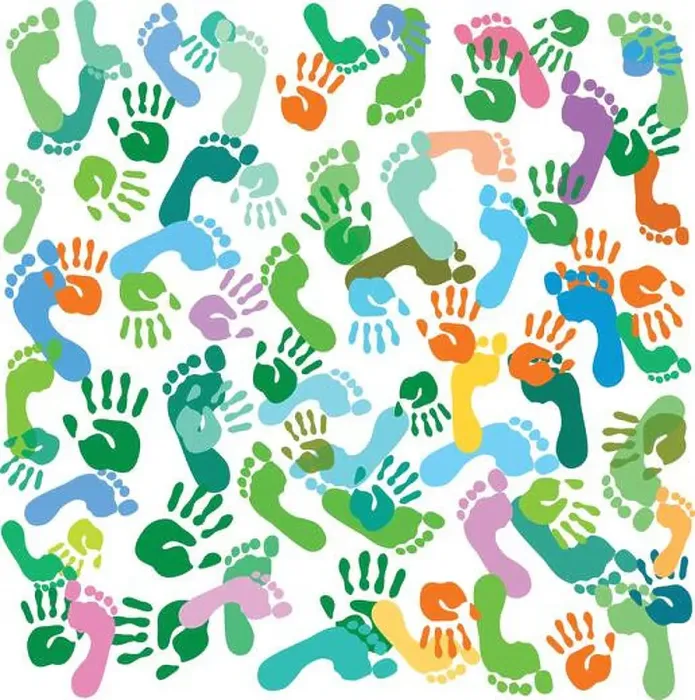 Framed Print : prints of feet and hands vector Framed Print : prints of feet and hands vector