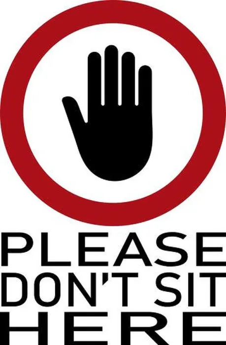 Framed Print : Prohibition sign with the text Please don't sit here Framed Print : Prohibition sign with the text Please don't sit here