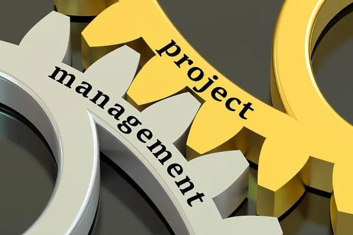 Framed Print : Project Management concept on the gearwheels Framed Print : Project Management concept on the gearwheels