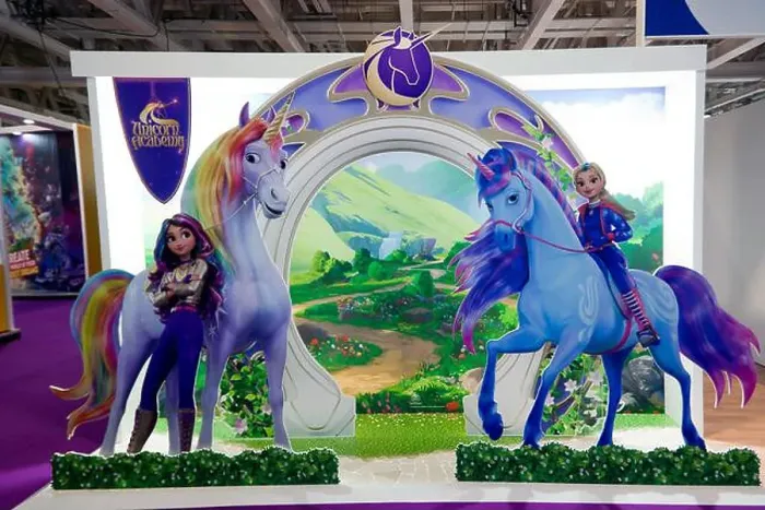 Framed Print : Promotional Material for Unicorn Academy at the 2024 Toy Fair, Olympia, London Framed Print : Promotional Material for Unicorn Academy at the 2024 Toy Fair, Olympia, London