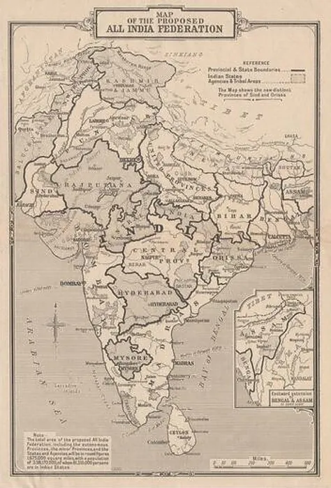 Framed Print : Proposed All India Federation. Government of India Act 1935 1933 old map Framed Print : Proposed All India Federation. Government of India Act 1935 1933 old map