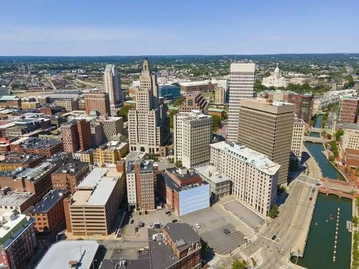 Framed Print : Providence modern city aerial view in downtown providence Framed Print : Providence modern city aerial view in downtown providence