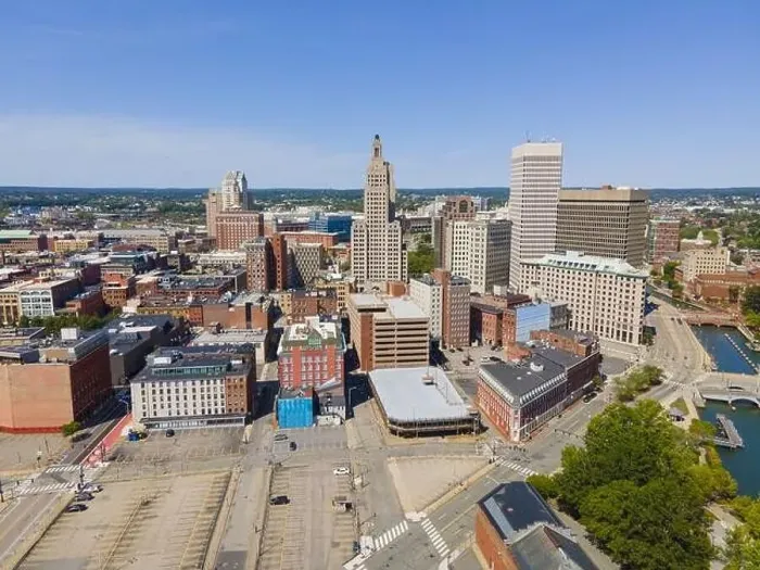 Framed Print : Providence modern city aerial view in downtown providence Framed Print : Providence modern city aerial view in downtown providence