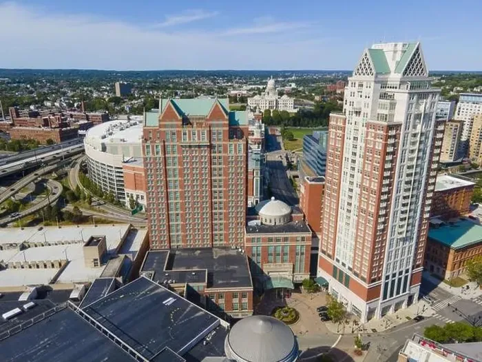 Framed Print : Providence modern city aerial view in downtown providence Framed Print : Providence modern city aerial view in downtown providence