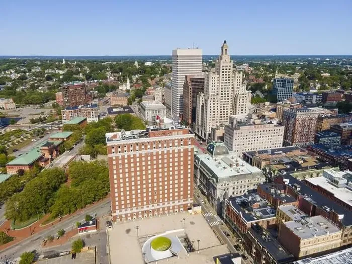 Framed Print : Providence modern city aerial view in downtown providence Framed Print : Providence modern city aerial view in downtown providence