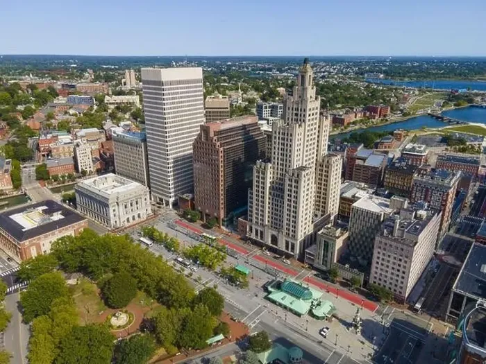 Framed Print : Providence modern city aerial view in downtown providence Framed Print : Providence modern city aerial view in downtown providence
