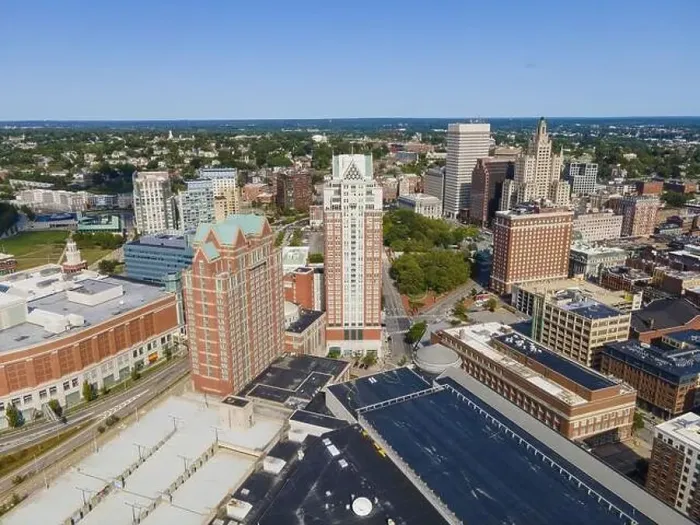 Framed Print : Providence modern city aerial view in downtown providence Framed Print : Providence modern city aerial view in downtown providence