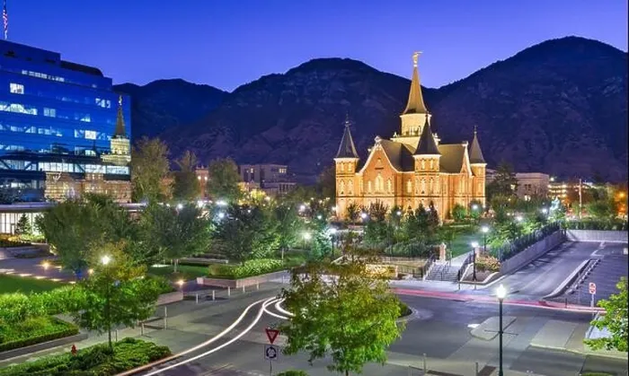 Framed Print : Provo, Utah, USA at Provo City Center Temple at twilight
