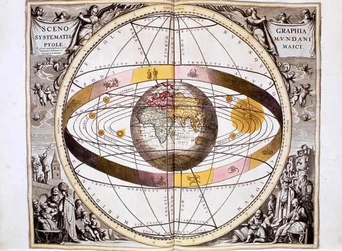 Framed Print : Ptolemaic (geocentric / Earth-centred) system of the Universe, 1708 Framed Print : Ptolemaic (geocentric / Earth-centred) system of the Universe, 1708