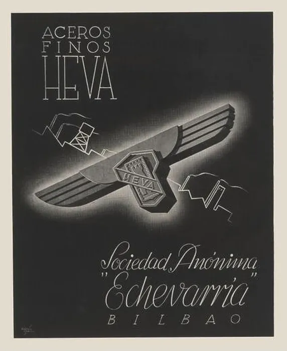 Framed Print : Publicidad. Aceros finos Heva, de Echevarría S.A. de Bilbao. Año 1940 Framed Print : Publicidad. Aceros finos Heva, de Echevarría S.A. de Bilbao. Año 1940