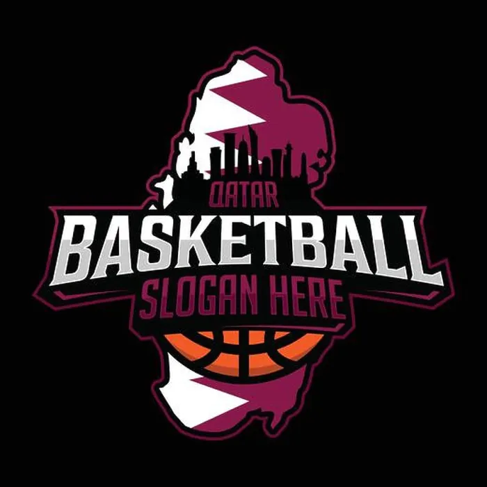 Framed Print : Qatar Basketball team logo emblem in modern style with black background. Vector illustration Framed Print : Qatar Basketball team logo emblem in modern style with black background. Vector illustration