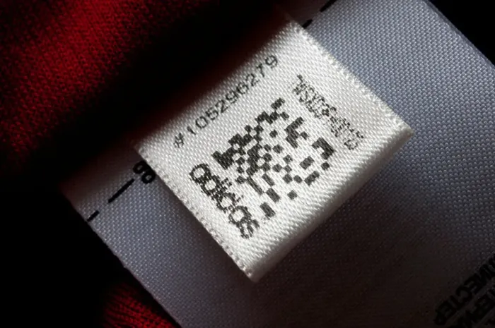 Framed Print : QR code on Adidas clothing Framed Print : QR code on Adidas clothing