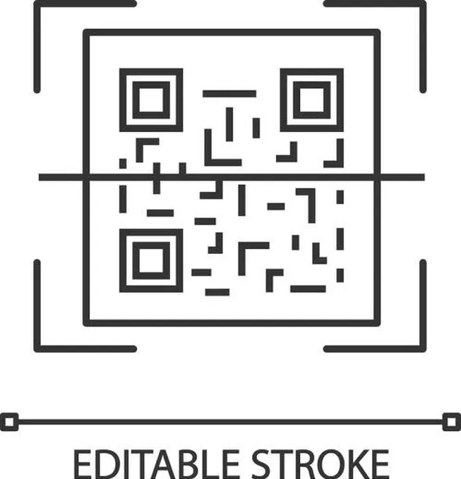 Framed Print : QR code scanner linear icon. Thin line illustration. Quick response code. Matrix barcode scanning app. Contour symbol. Vector isolated outline drawing