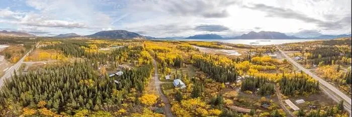 Framed Print : Quaint town village of Atlin during fall Framed Print : Quaint town village of Atlin during fall