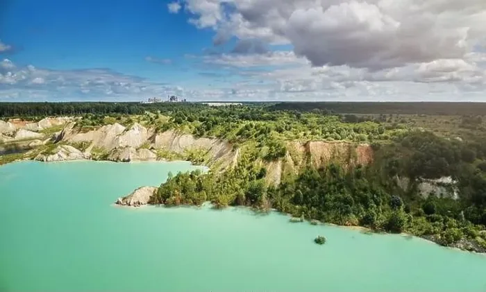 Framed Print : Quarry next to cement factory aerial above top view Framed Print : Quarry next to cement factory aerial above top view