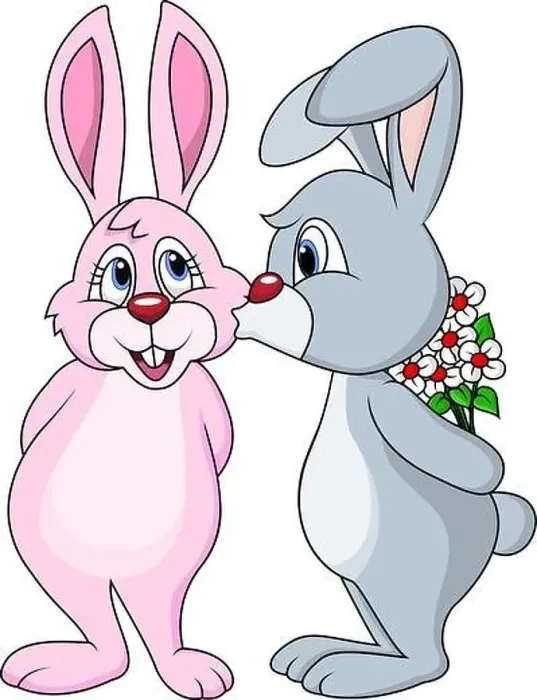 Framed Print : Rabbit cartoon kissing Framed Print : Rabbit cartoon kissing