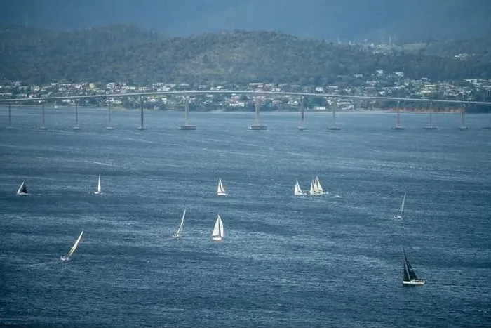 Framed Print : racing yachts on the river derwent in hobart tasmania