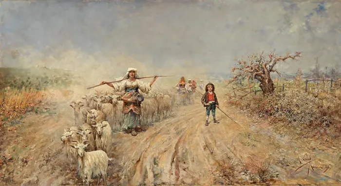 Framed Print : Rafael Senet Pérez's Heimkehr der Herde (Return of the Herd) Framed Print : Rafael Senet Pérez's Heimkehr der Herde (Return of the Herd)