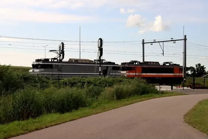 Framed Print : Rail Force One Alsthom 1600 / 1800 1829 and NS 1830 locomotives on track at Moordrecht in the Netherlands