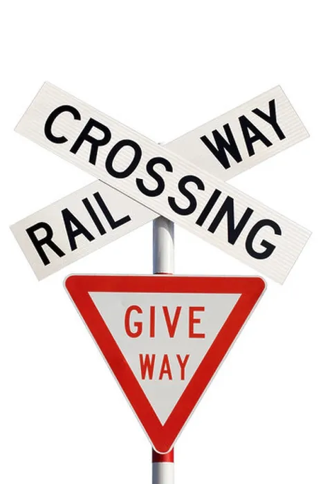 Framed Print : Railway Crossing sign, New Zealand Framed Print : Railway Crossing sign, New Zealand