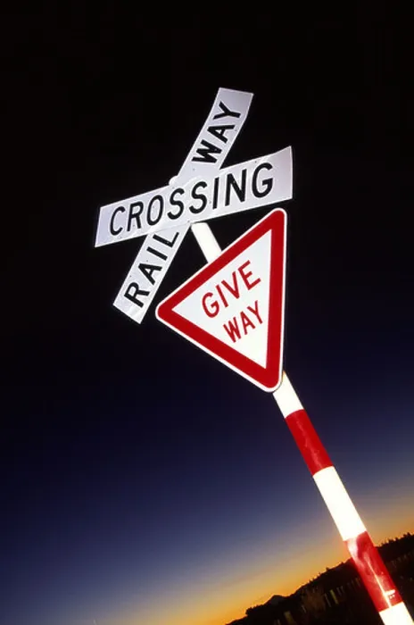 Framed Print : Railway Crossing Give Way Sign New Zealand Framed Print : Railway Crossing Give Way Sign New Zealand