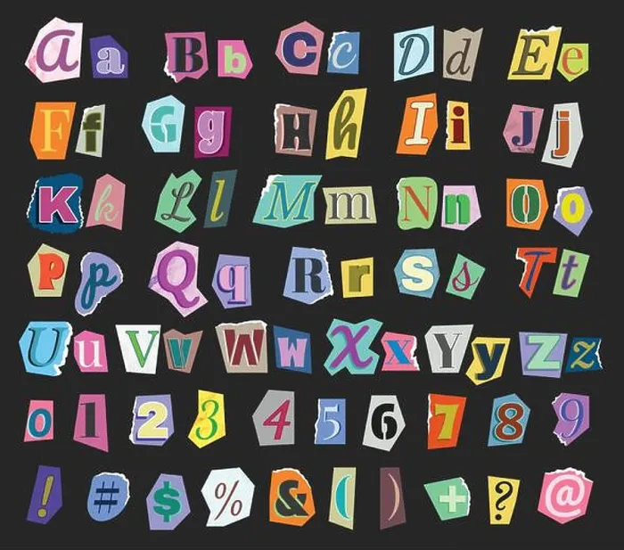 Framed Print : Ransom scrapbook font. Newspaper cutout alphabet for blackmail style collage with numbers Framed Print : Ransom scrapbook font. Newspaper cutout alphabet for blackmail style collage with numbers