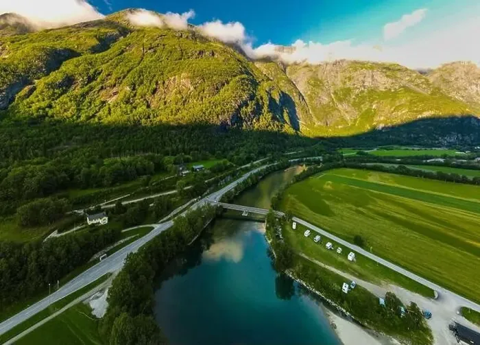 Framed Print : Rauma river valley near Soggebru camping, Norway Framed Print : Rauma river valley near Soggebru camping, Norway
