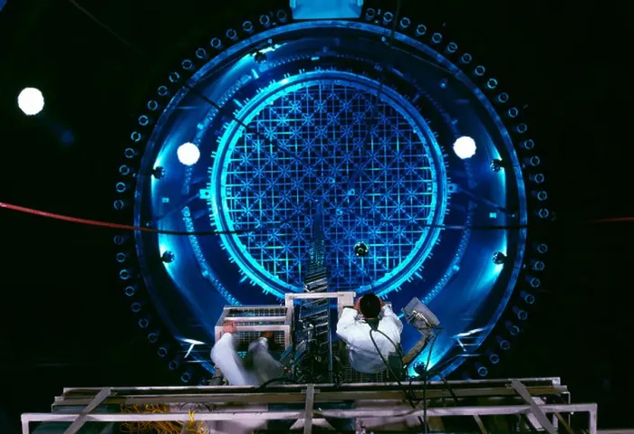 Framed Print : Reactor Core & worker viewed from above, Nuclear Power Plant, USA Framed Print : Reactor Core & worker viewed from above, Nuclear Power Plant, USA