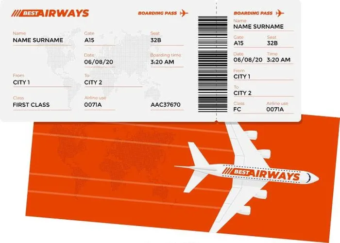 Framed Print : Realistic airline ticket boarding pass design template with passenger name and barcode Framed Print : Realistic airline ticket boarding pass design template with passenger name and barcode