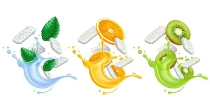 Framed Print : Realistic chewing gum. 3D splashes juice or water with bubblegum pads and fresh fruits Framed Print : Realistic chewing gum. 3D splashes juice or water with bubblegum pads and fresh fruits