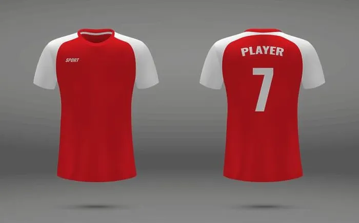 Framed Print : Realistic soccer jersey, t-shirt of Arsenal London, uniform template for football Framed Print : Realistic soccer jersey, t-shirt of Arsenal London, uniform template for football
