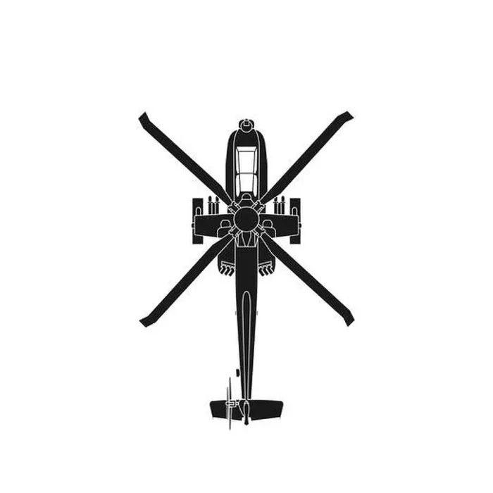 Framed Print : Realistic vector icon military attack helicopter military air forces of the United States. Apache. Top view