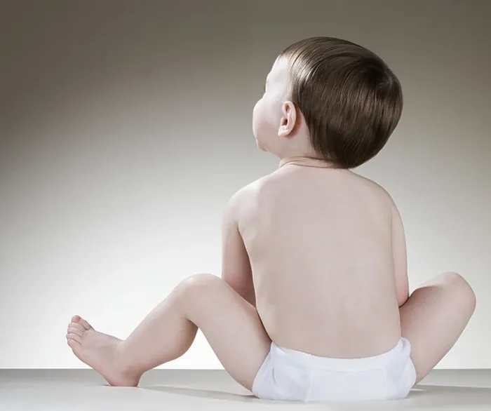 Framed Print : Rear view of a baby boy Framed Print : Rear view of a baby boy