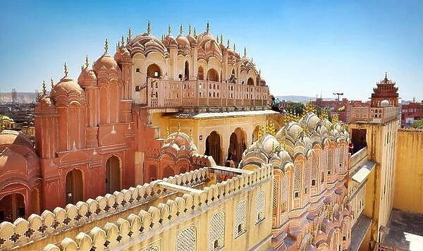 Rear view of the Hawa Mahal, Palace of the Winds, Jaipur, Rajasthan, India