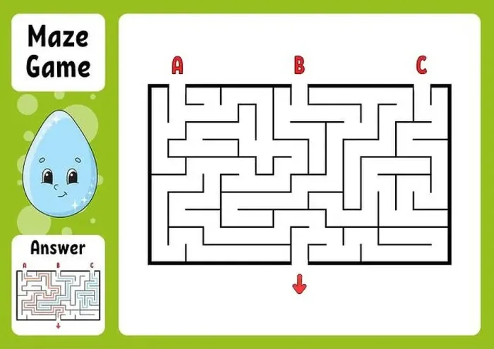 Framed Print : Rectangle maze. Game for kids. Three entrances Framed Print : Rectangle maze. Game for kids. Three entrances