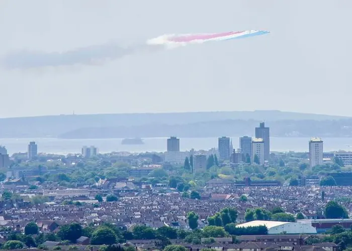 Framed Print : Red Arrows Fly past over Portsmouth to celebrate 80th Anniversary of D Day Framed Print : Red Arrows Fly past over Portsmouth to celebrate 80th Anniversary of D Day