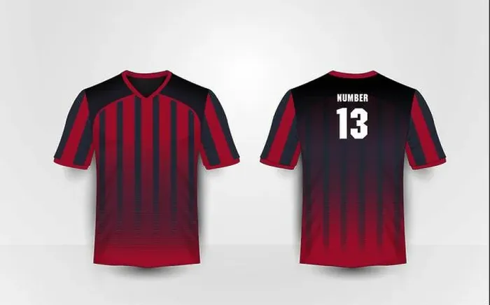 Framed Print : Red and black stripe pattern sport football kits, jersey, t-shirt design template Framed Print : Red and black stripe pattern sport football kits, jersey, t-shirt design template