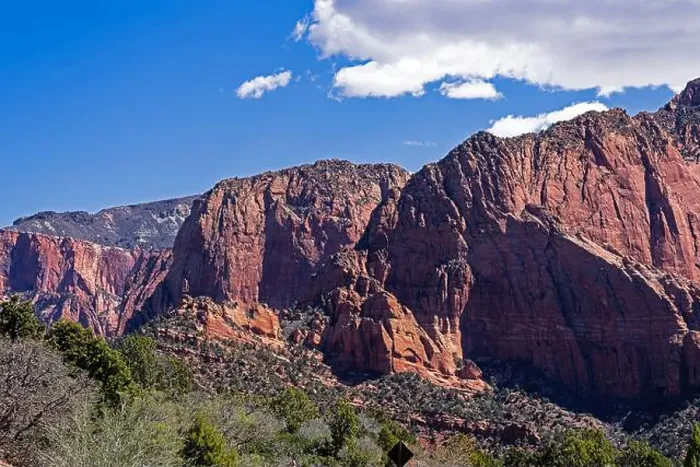 Framed Print : Red Sandstone cliffs in Southern Utah near St. George near Zion National Park