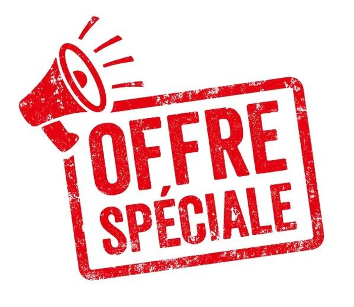 Framed Print : Red stamp with megaphone - Special offer in french - Offre spéciale Framed Print : Red stamp with megaphone - Special offer in french - Offre spéciale