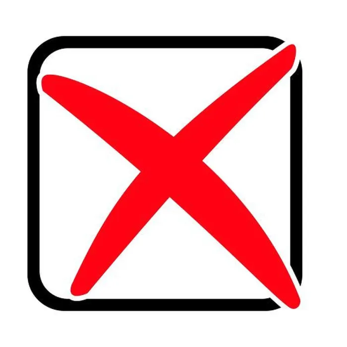 Framed Print : Red X in black box as icon for ticking, rejecting or voting