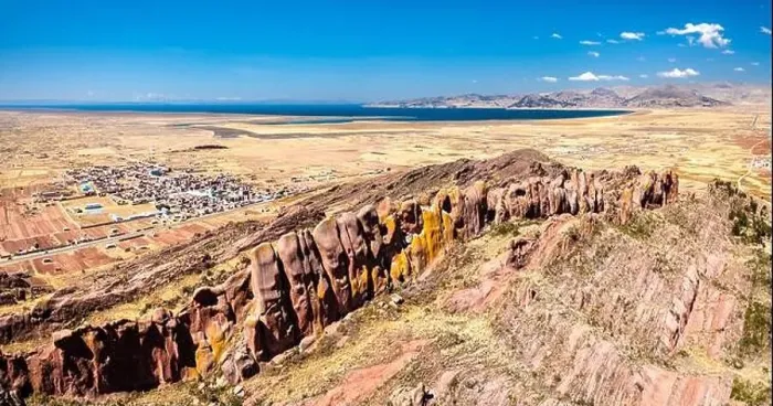 Framed Print : Reddish rock formations in Aramu Muru near Puno in Peru Framed Print : Reddish rock formations in Aramu Muru near Puno in Peru