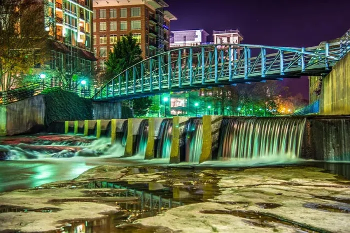 Framed Print : Reedy River and River Place in Downtown Greenville South Carolina SC Framed Print : Reedy River and River Place in Downtown Greenville South Carolina SC